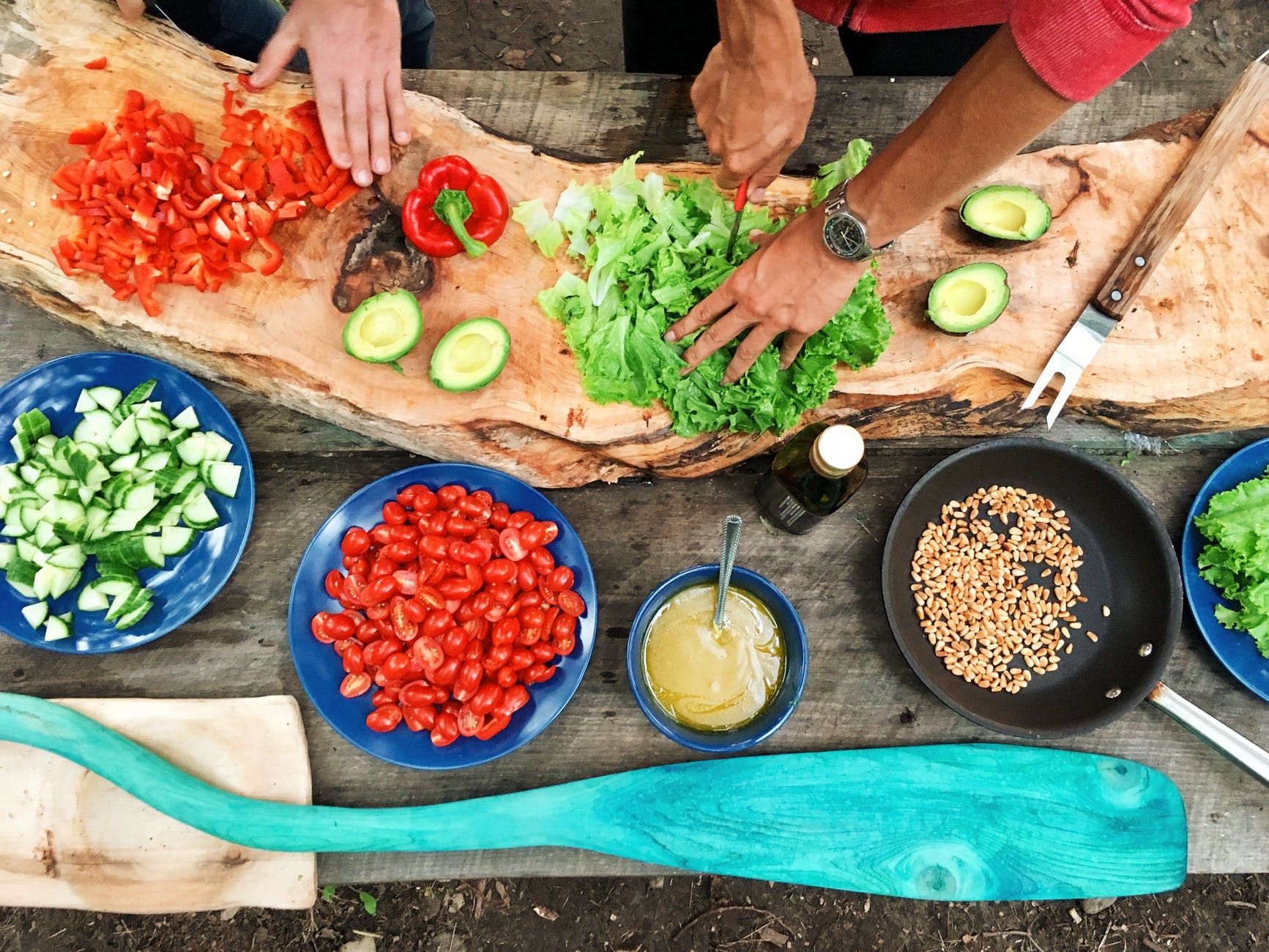 A selection of fresh, healthy food waiting to be prepared into a tasty meal