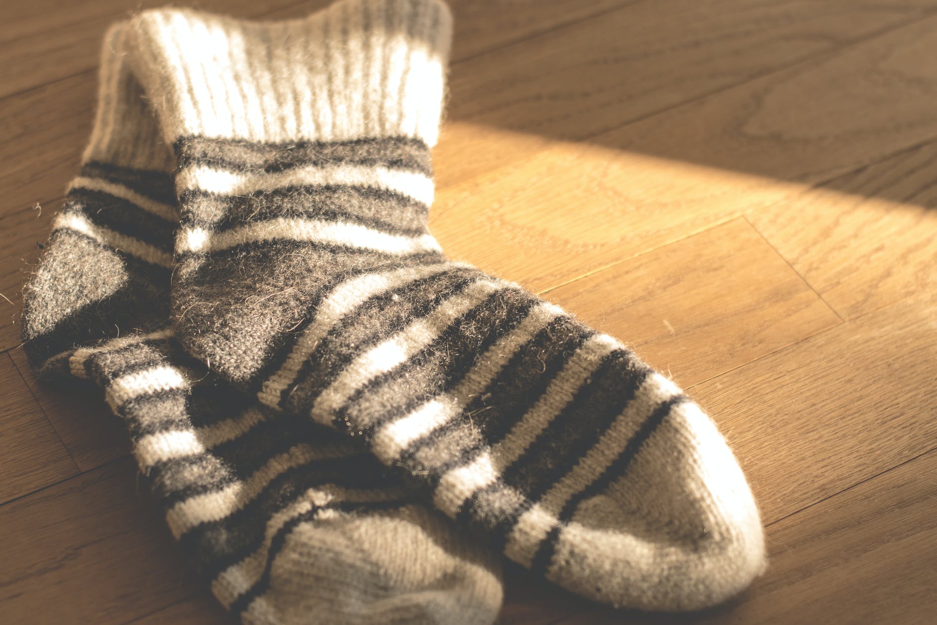 A pair of woolly socks, essential for keeping warm and cosy as the temperatures drop